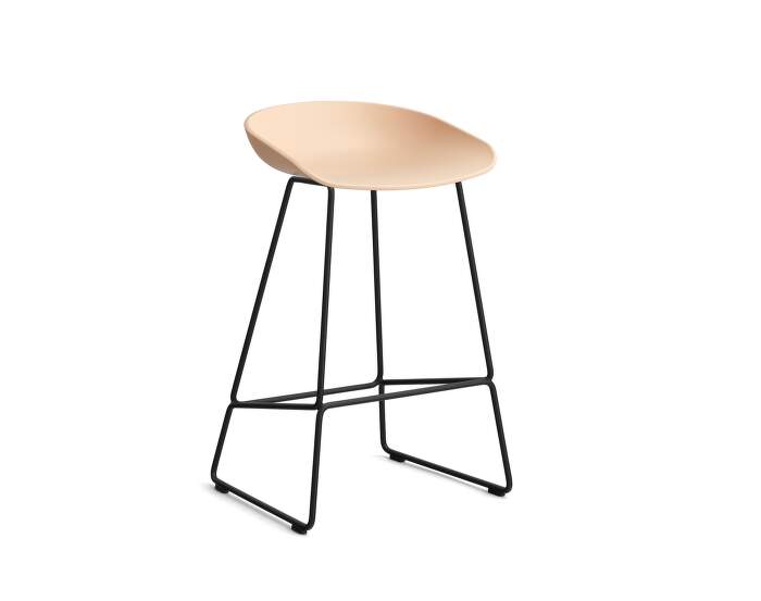 stolicka-AAS 38 Bar Stool Low Black Steel, pale peach