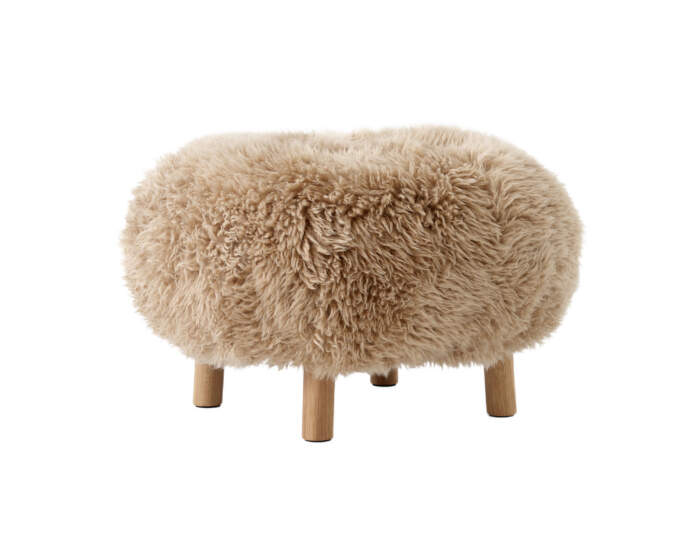 Pouf Little Petra ATD1, oak/sheepskin Honey