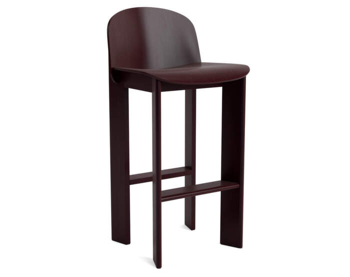 Barová stolička Chisel 35 H75, dark bordeaux lacquered beech