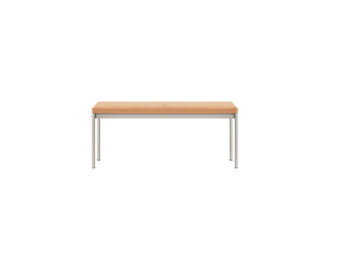 MIES Bench L110, light grey / natural leather
