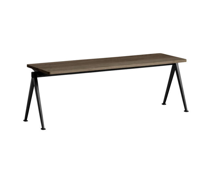 Pyramid Bench 11 140 cm, black powder coated steel / smoked solid oak