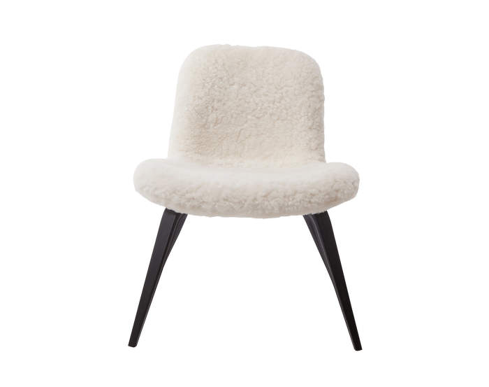 Goose Lounge Chair Black, Sheepskin Off white