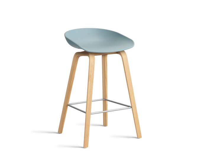 stolicka-AAS 32 Bar Stool Low Oak, dusty blue