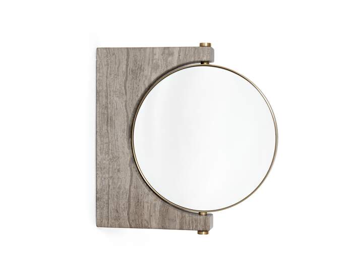 zrcadlo-Pepe Marble Wall Mirror, brass / honed brown marble