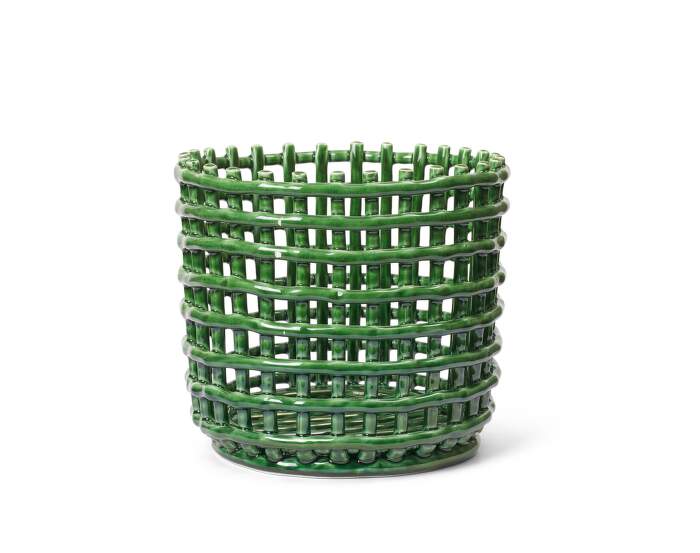 kosik-Ceramic Basket Large, emerald green
