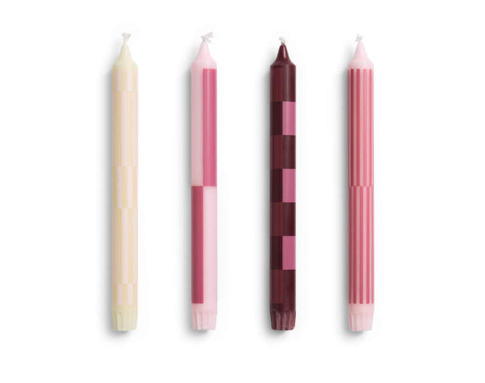 Sviečky Pattern Candle set 4ks, pink and bordeaux