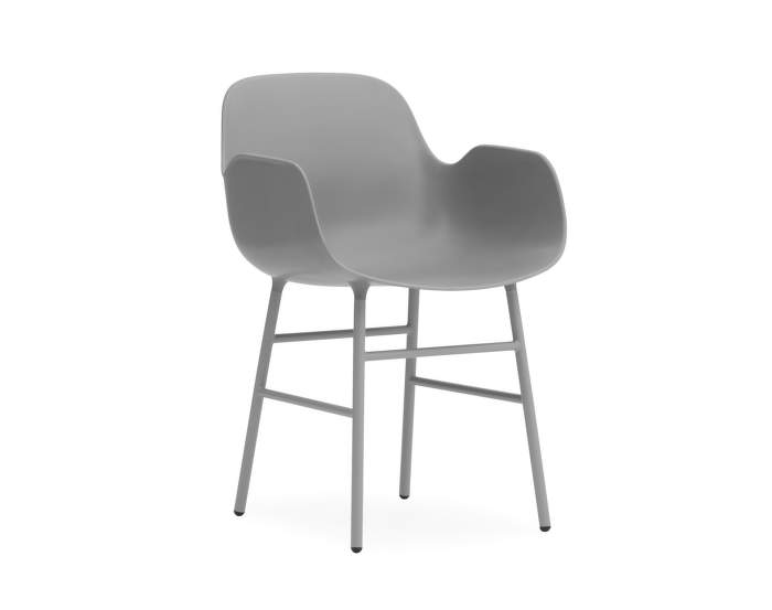 Stolička Form s podpierkami rúk, šedá/oceľ