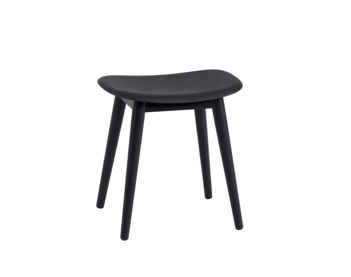 Stolička Fiber Stool s drevenou podnožou, black/black