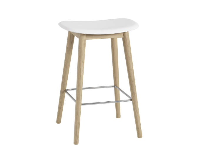 Barová stolička Fiber s drevenou podnožou, natural white/oak
