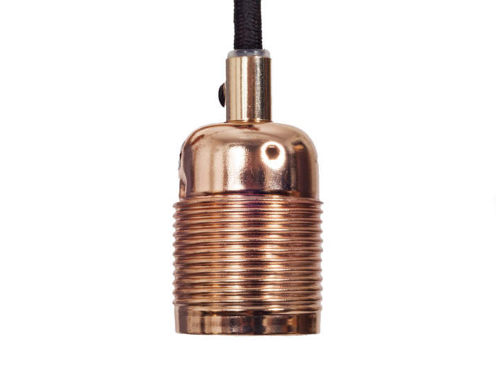 E27 pendant Copper, čierný kabel