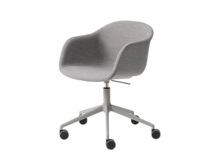 Stolička Fiber Arm Chair Swivel čalúnená s otočnou podnožou na kolieskách, grey
