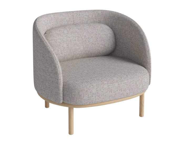 Fuuga Armchair, Nantes Fabric - Multi Grey, White oiled oak