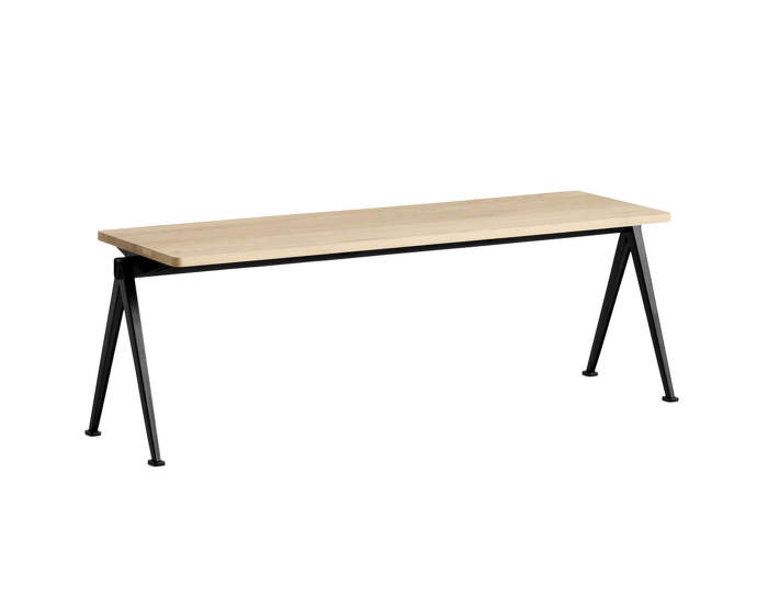 Pyramid Bench 11 140 cm, black powder coated steel / matt lacquered solid oak