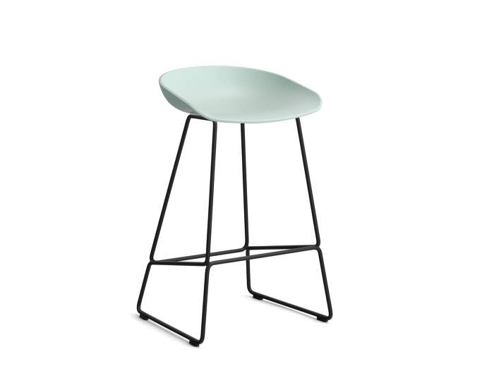 stolicka-AAS 38 Bar Stool Low Black Steel, dusty mint