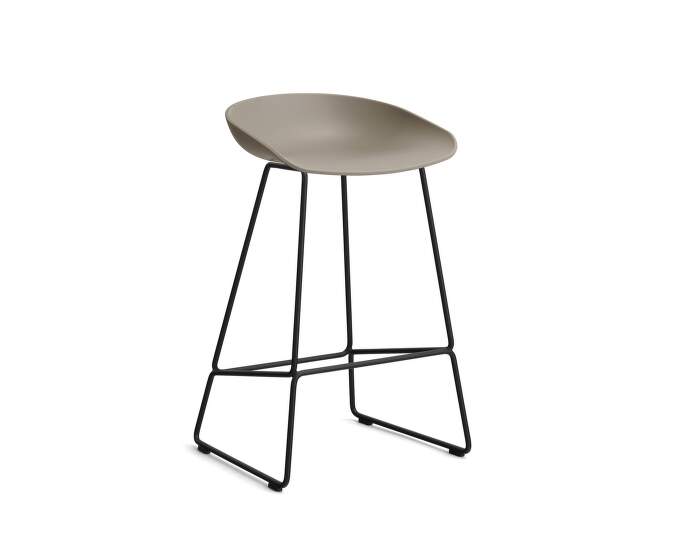 stolicka-AAS 38 Bar Stool Low Black Steel, khaki