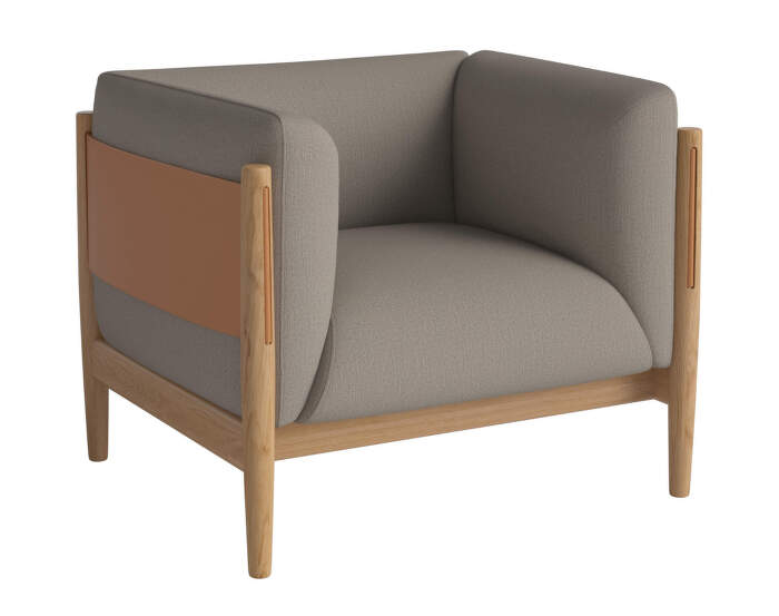 Kreslo Dive Oiled Oak, Beize dark beige/cognac leather