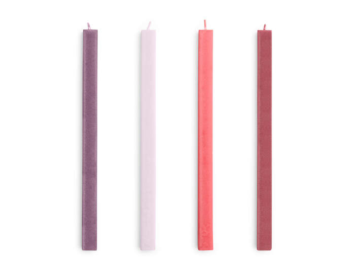 Sviečky Square Candle set 4ks, reds and bordeaux