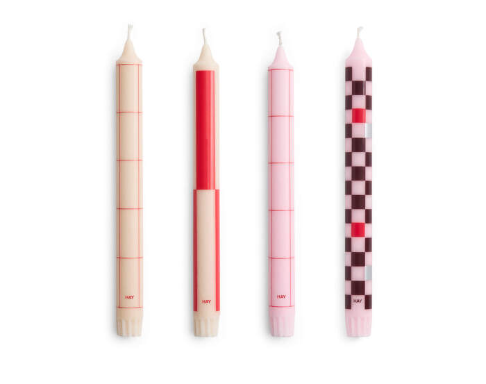 Sviečky Pattern Candle set 4ks, reds and bordeaux
