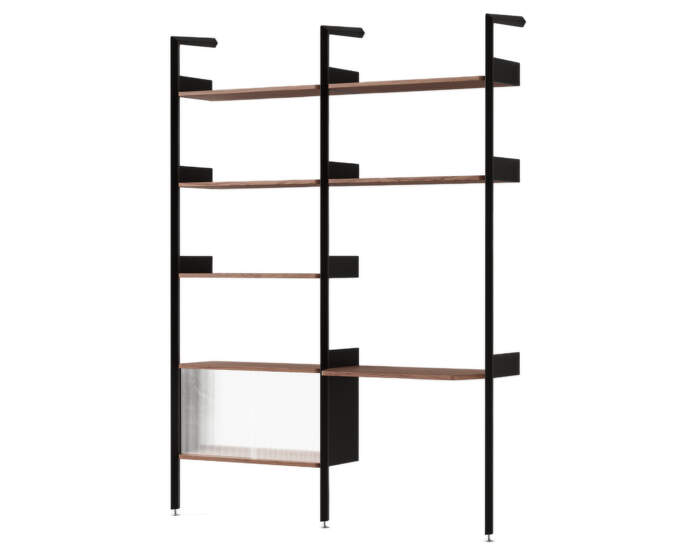 Policová zostava Rombe Konfigurácia D, anthracite/lacquered walnut