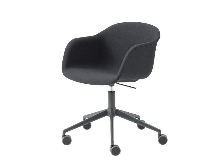 Stolička Fiber Arm Chair Swivel čalúnená s otočnou podnožou na kolieskách, black