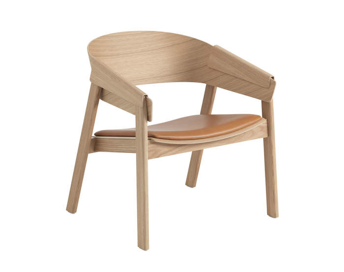 Kreslo Cover Lounge Chair, koža, cognac/oak