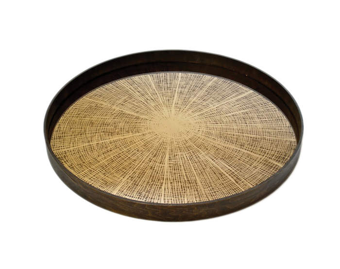 Mirror Tray Round L, bronze slice