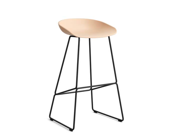 stolicka-AAS 38 Bar Stool High Black Steel, pale peach