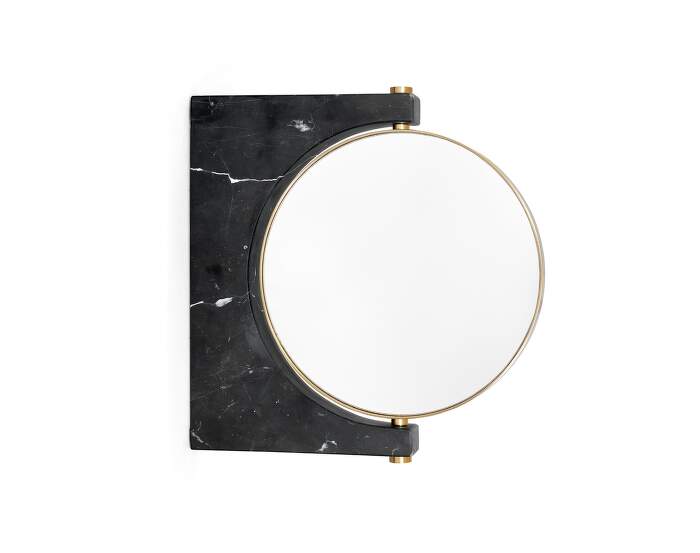 zrcadlo-Pepe Marble Wall Mirror, brass / black marble