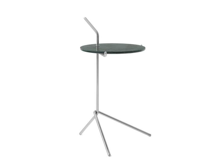 stolek-Halten Side Table, stainless steel / Verde Guatemala Marble