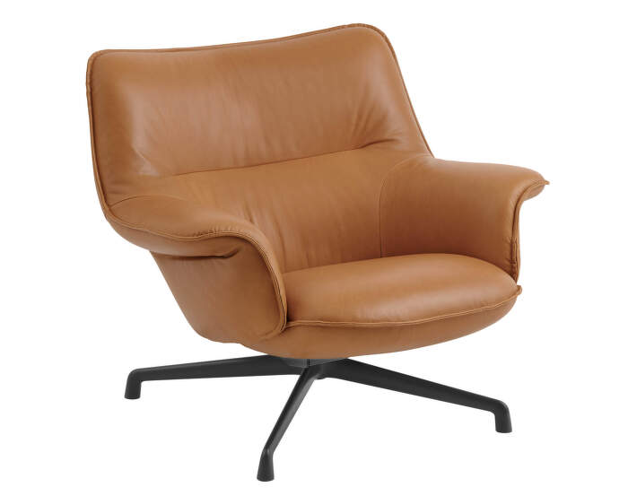 Křeslo Doze Lounge Chair Low Swivel, Refine Leather Cognac  anthracite black