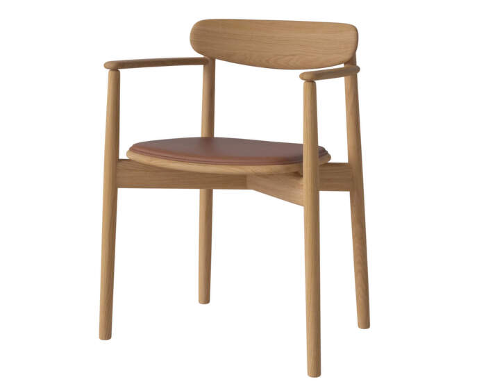 Jedálenská stolička Merge s podrúčkami Oiled Oak, cognac