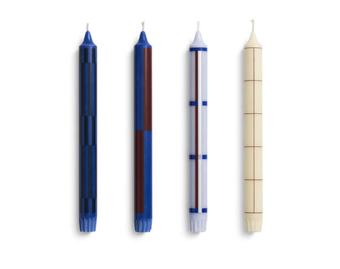 Sviečky Pattern Candle set 4ks, blue and silver