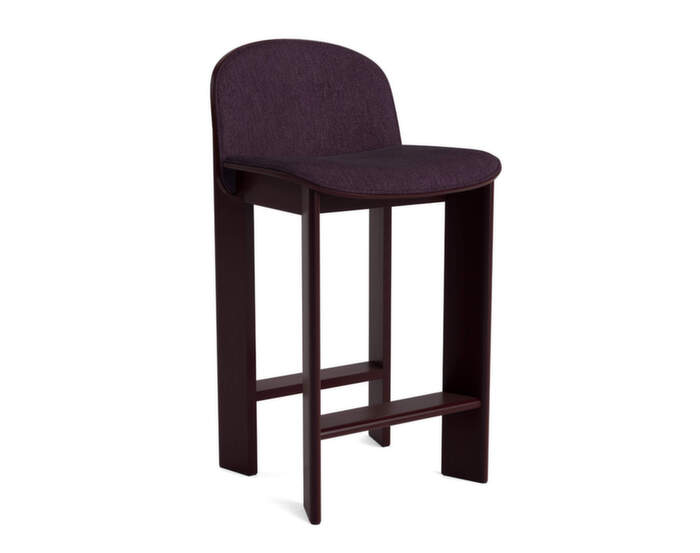 Barová stolička Chisel 35 H65, dark bordeaux laquered beech / Turf burgundy