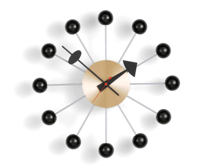 Hodiny Vitra Ball Clock, black/brass