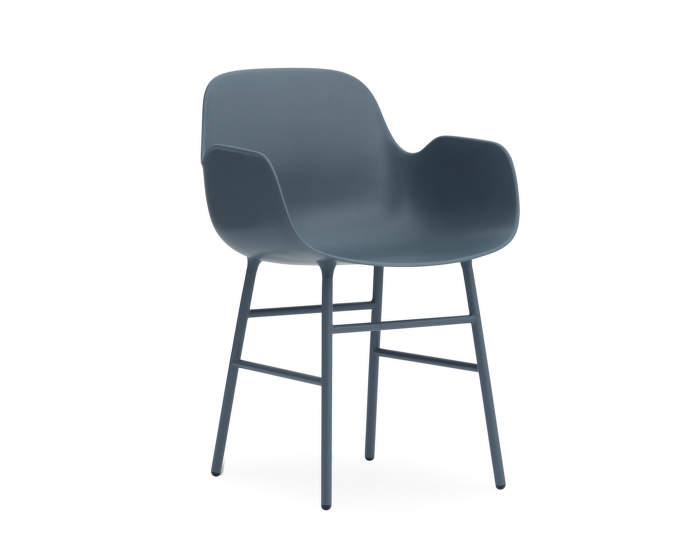 Stolička Form s podpierkami rúk, modrá/oceľ
