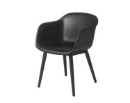 Stolička Fiber Armchair Wood Base, black leather