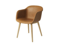 Stolička Fiber Armchair Wood Base, cognac/oak