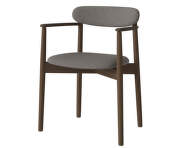 Čalúnená jedálenská stolička Merge s podrúčkami Dark Oak, steel grey
