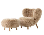 Kreslo Little Petra VB1 a pouf ATD1, oak/sheepskin Honey