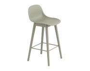 Barová stolička Fiber Stool 65cm s opierkou, Wood Base, dusty green