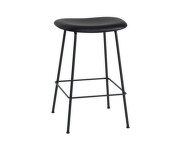 Barová stolička Fiber Stool 65cm Tube Base, black leather