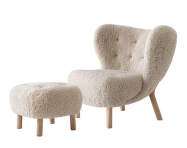 Kreslo Little Petra VB1 a pouf ATD1, oak/sheepskin Moonlight