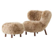 Kreslo Little Petra VB1 a pouf ATD1, walnut/sheepskin Honey