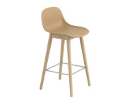 Barová stolička Fiber Stool 65cm s opierkou, wood base, ochre