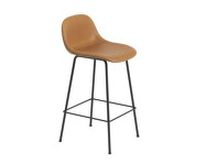 Barová stolička Fiber Stool 65cm s opierkou, Tube Base, cognac leather