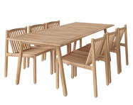 Záhradný set Patio so 6 stoličkami, untreated solid teak
