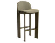 Barová stolička Chisel 35 H75, green umber lacquered beech / Linara 313