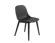 Stolička Fiber Side Chair, wood base, black