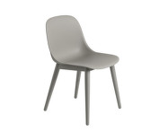 Stolička Fiber Side Chair Wood Base, grey