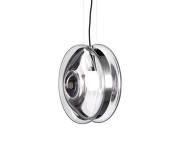 Závesná lampa Orbital moon, clear/polished nickel